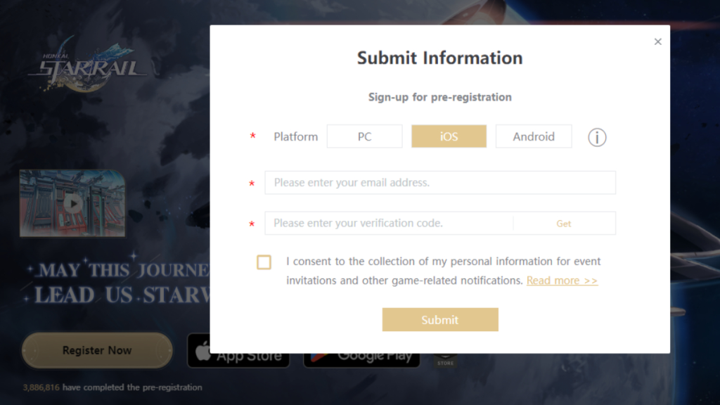 Pre-Registering for Honkai Star Rail