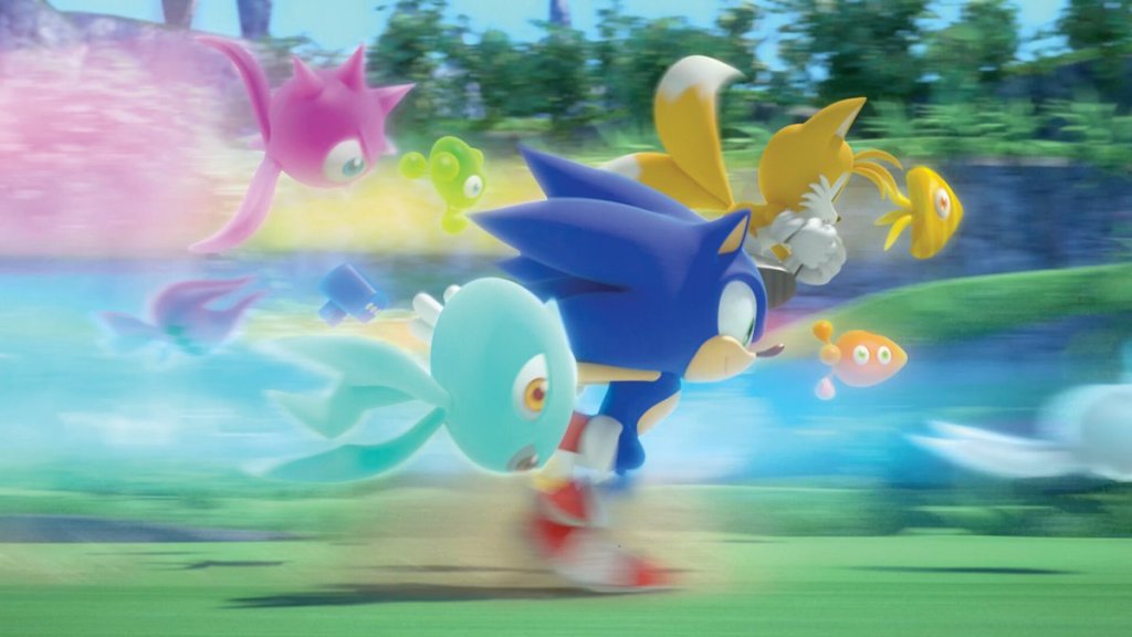 Sonic and Tails running with odd characters