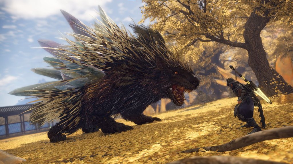 Porcupine Kemono attacking a hunter