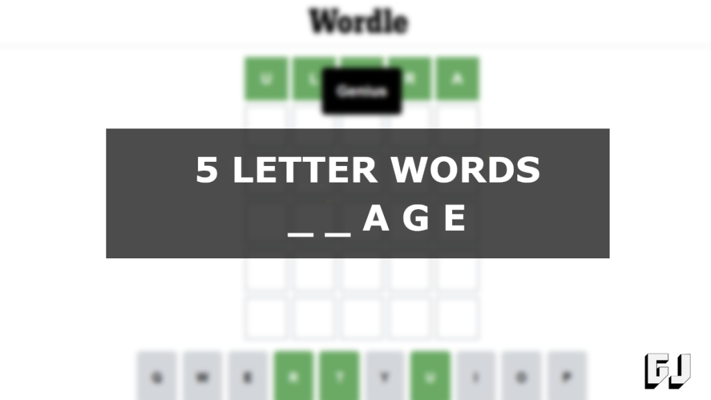 5 Letter Words Ending With Age