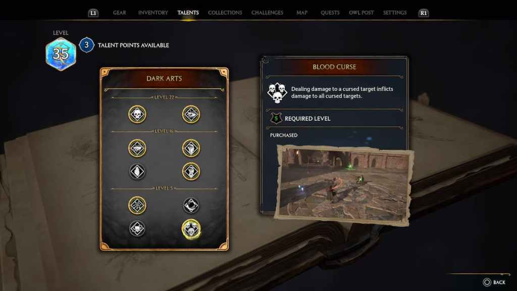 Best Dark Arts Talents to choose in Hogwarts Legacy - Blood Curse.