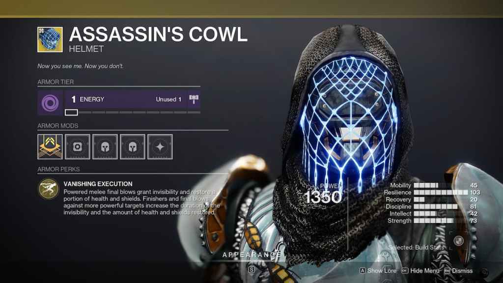 Best Hunter Exotics in Destiny 2 - Assassin's Cowl. 