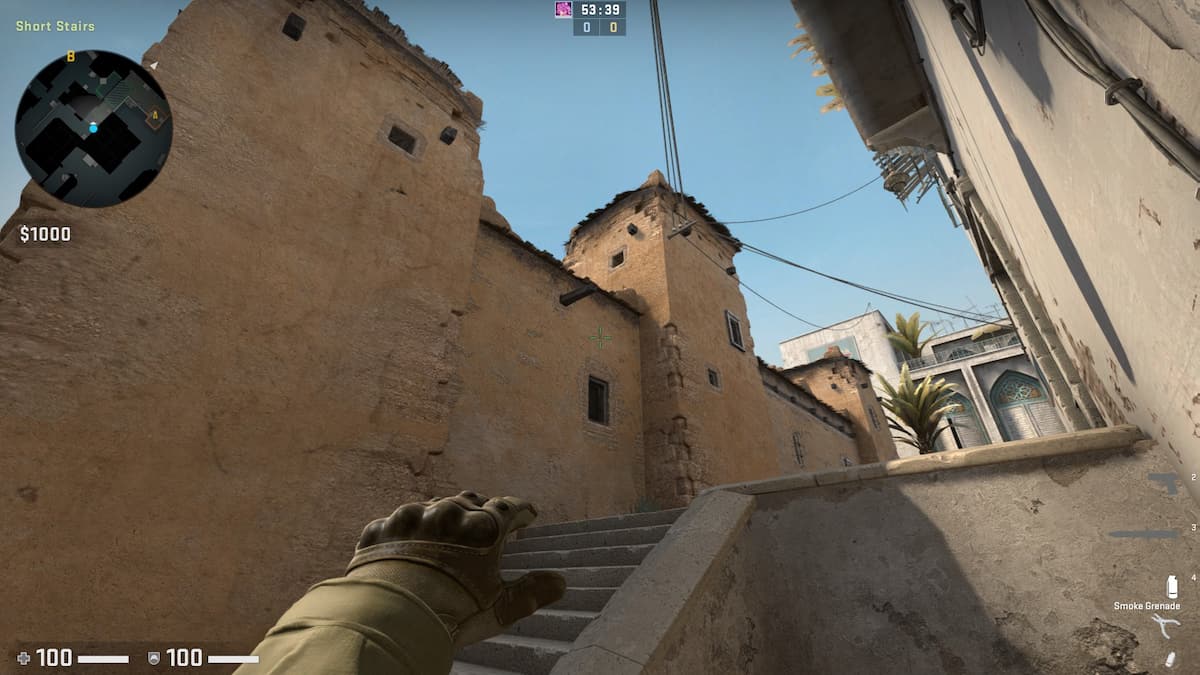 Dust 2 Smoke - short stairs to A