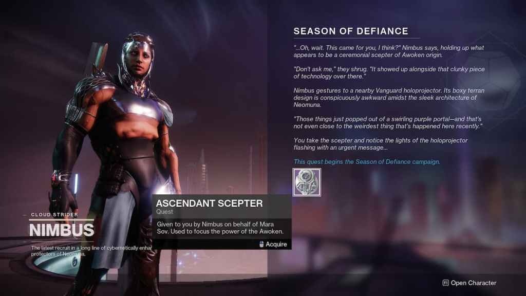 Where to Find the Ascendant Scepter Artifact in Destiny 2 Lightfall - Nimbus dialouge.