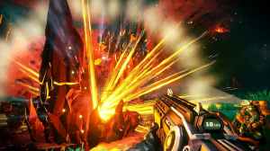 Protagonist playing in an action screenshot from Deep Rock Galactic.