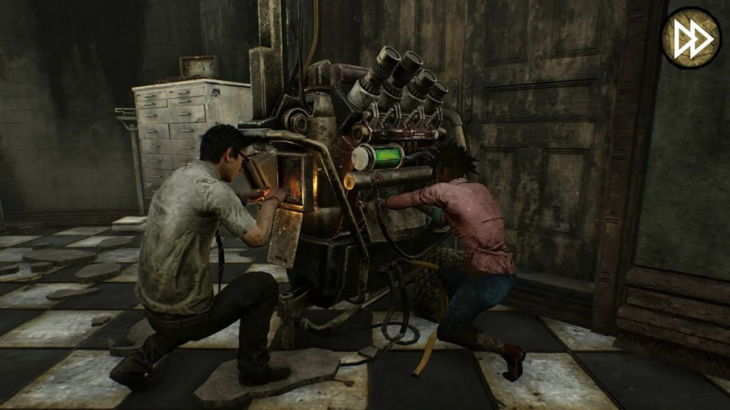 Dwight and Claudette Fixing a Generator in Dead by Daylight