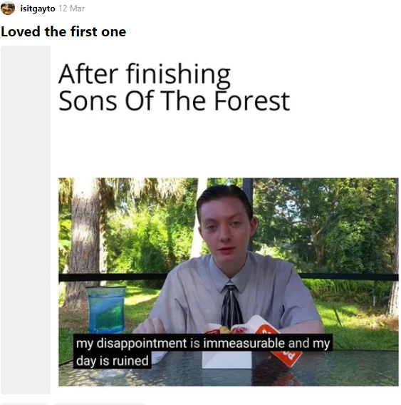 Sons of the Forest Disappointing Meme