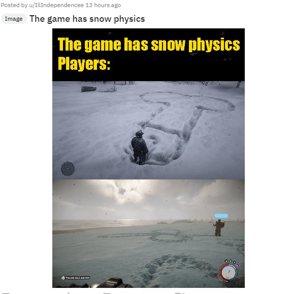 Sons of the Forest Snow Physics Meme