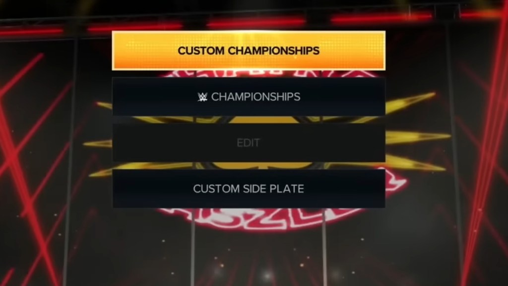 WWE 2K23 Custom Championships Menu