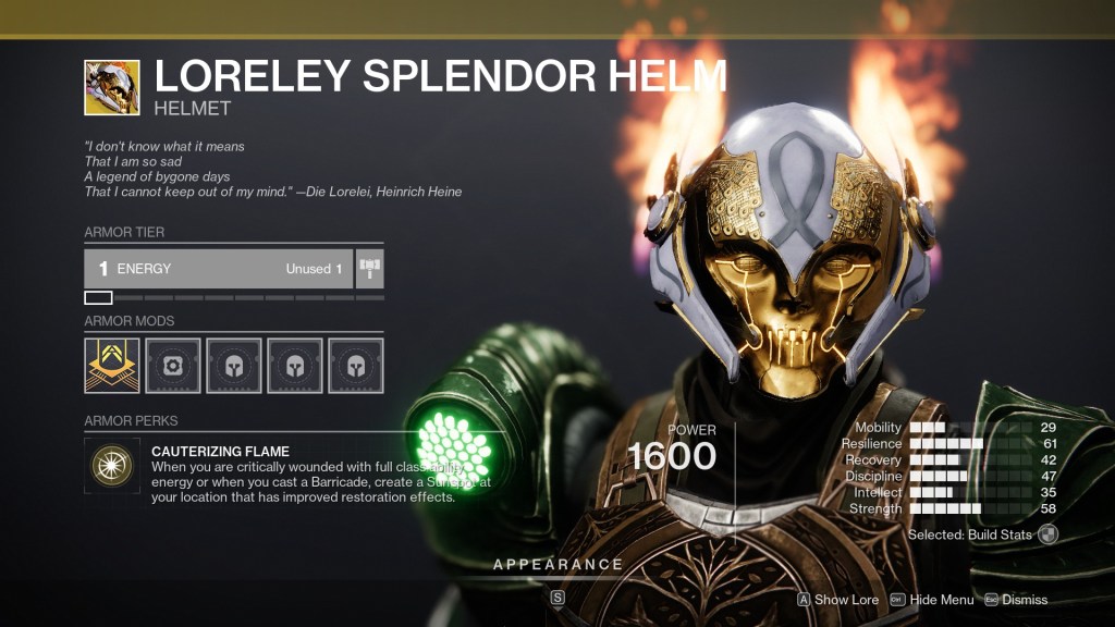 Best Solar Titan Build in Destiny 2 Lightfall - Loreley Splendor.
