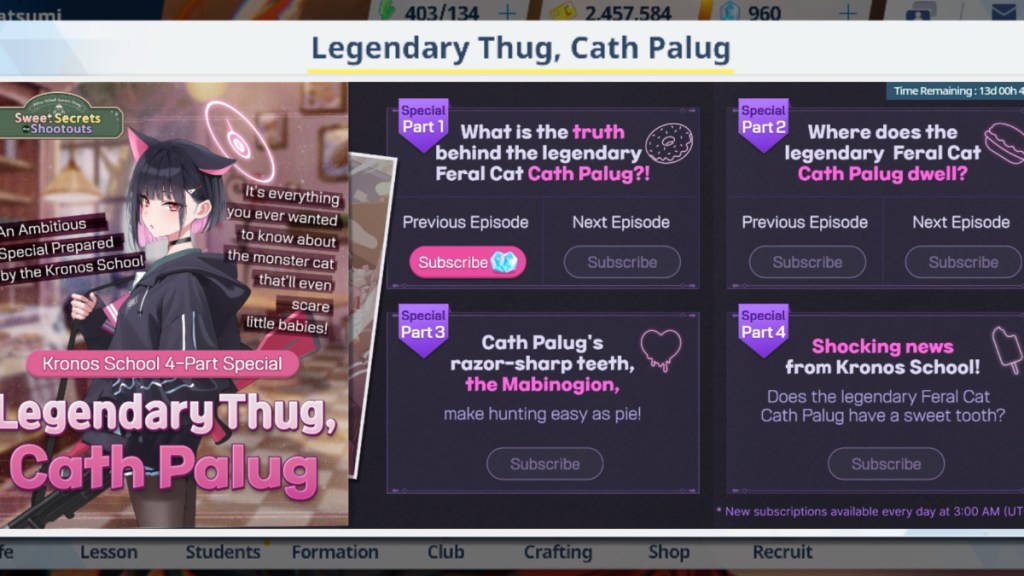 blue archive pyroxenes legendary thug, cath palug