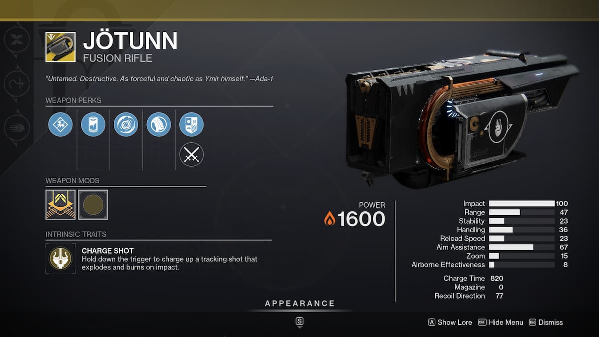 Destiny 2 - Bungie Has Disabled The Jötunn Exotic Fusion Rifle Inside Crucible - rifle in inventory.