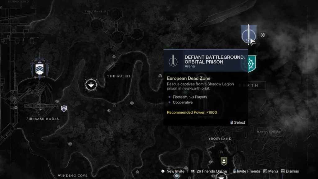 How to Complete Defiant Battleground Orbital Prison Quest in Destiny 2 - location on map.