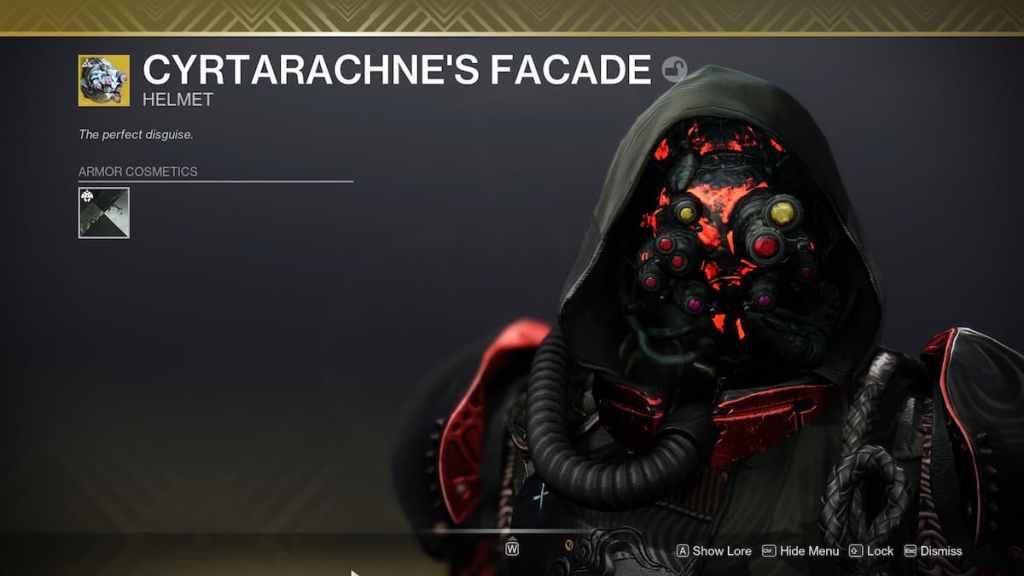 How To Get Cyrtarachne's Facade Exotic in Destiny 2 Lightfall - helmet in inventory. 