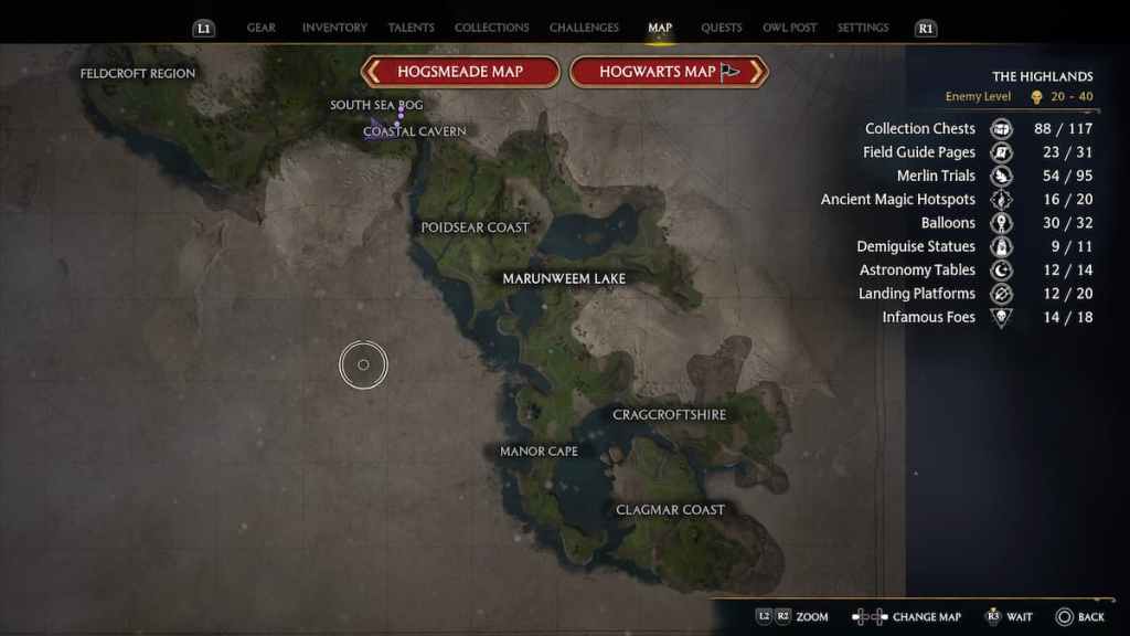 How to Reach South of World Map in Hogwarts Legacy - South of map.