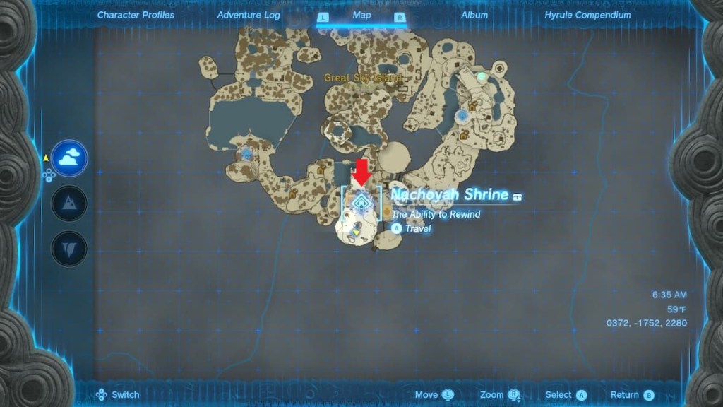 Where is the Fourth Shrine in Zelda Tears of the Kingdom? Shrine 4 location map