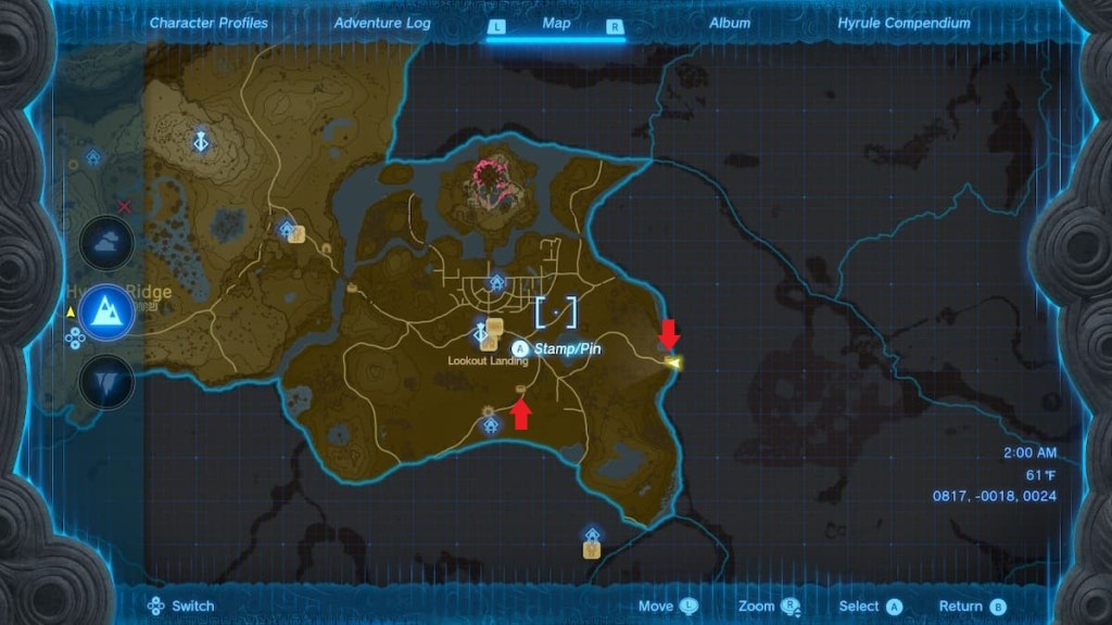 Where to Find Glowing Fish in Zelda Tears of the Kingdom - Cave Location map