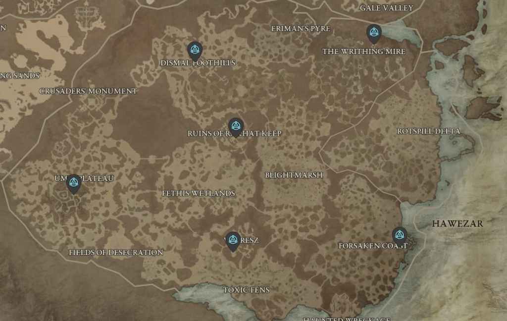 travel locations diablo 4