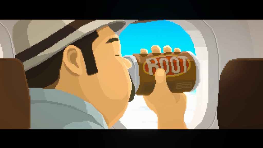 Dave Drinking Root Beer in Dave the Diver
