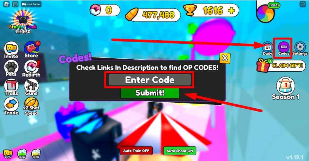 Shoot Wall Simulator Codes