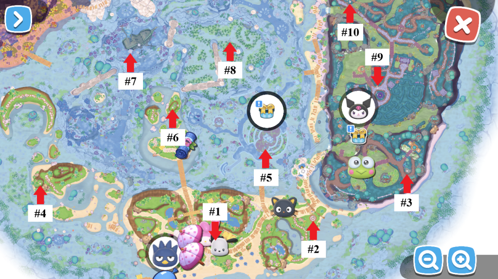 Where to Find all Mailboxes Locations in Hello Kitty Island Adventure Map 1