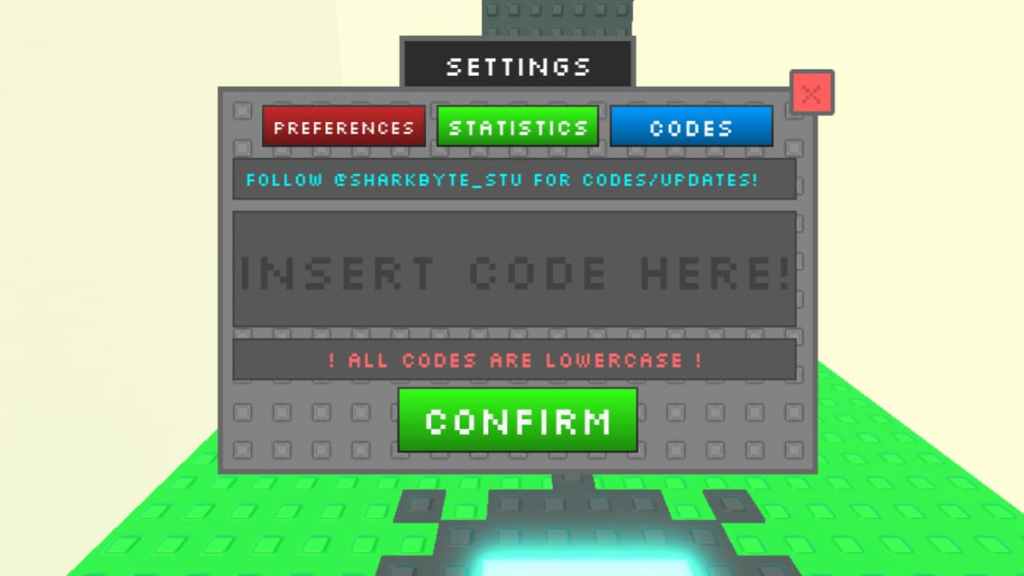 Roblox Brick Adventure Codes Screen