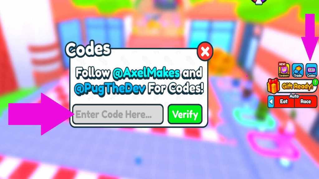 How to redeem codes in Fat Race on Roblox
